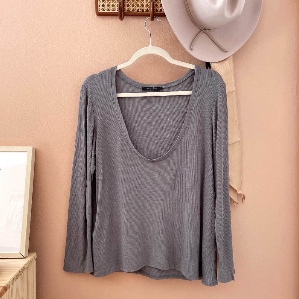 Gray Long Sleeve Top